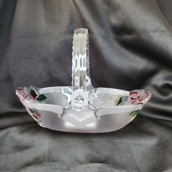 Mikasa Celebrations Holiday Bells Collection Basket 7.75" Clear & Red Christmas - Picture 14 of 16
